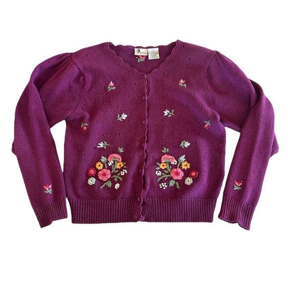 New Look Vintage Purple Embroidered 3D Knit Cardigan size M - Picture 2 of 10